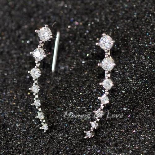 B120 Korean jewelry Big Dipper zircon earrings, a row of 7 diamonds with rhinestone stars, seven diamond earrings