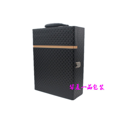 華夏壹品鑽石紋紅酒盒大雙支裝紅酒皮盒高檔紅酒禮盒葡萄酒包裝盒