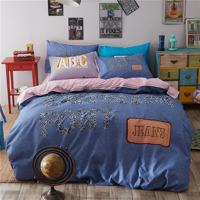 加厚四件套 斜纹磨毛四件套 印花活性印染床上用品套件批发