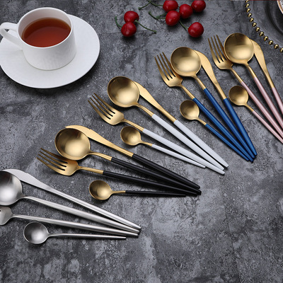 跨境葡萄牙同款餐具玫瑰金色牛排刀现货批发创意西餐厅刀叉勺套装