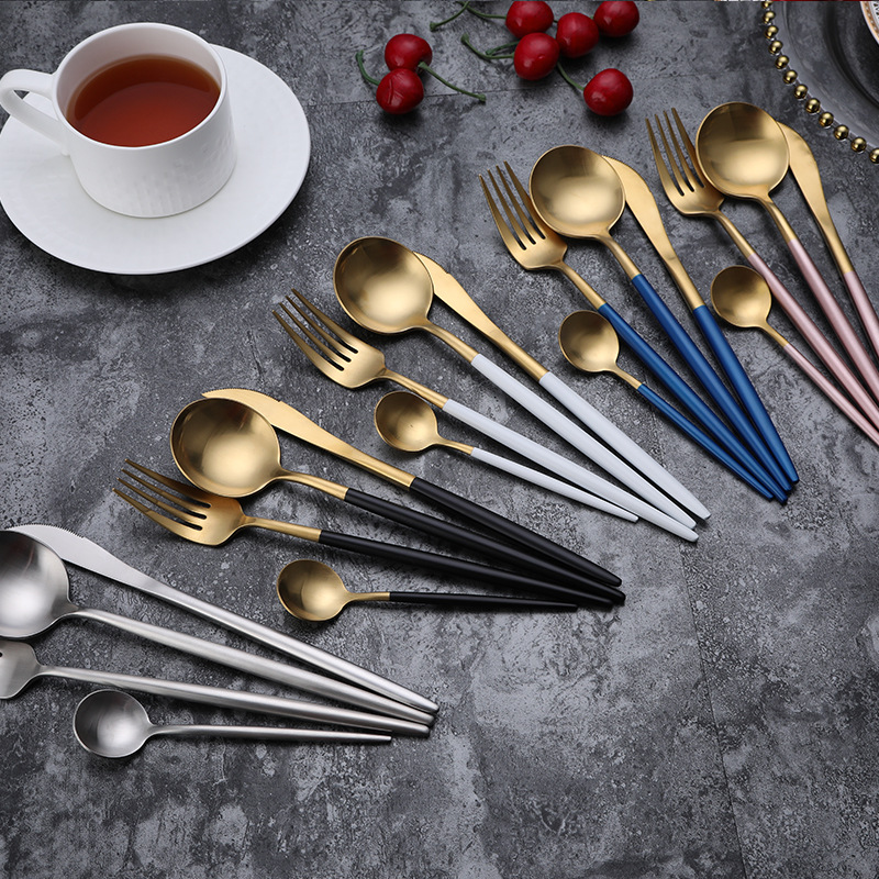 跨境葡萄牙同款餐具玫瑰金色牛排刀现货批发创意西餐厅刀叉勺套装