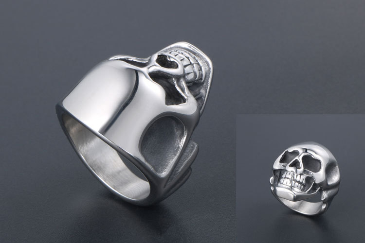 22g Weight Rings Classification 1 Piece Quantity Street Occasion Retro Skull Titanium Steel Polishing Halloween Unisex Rings