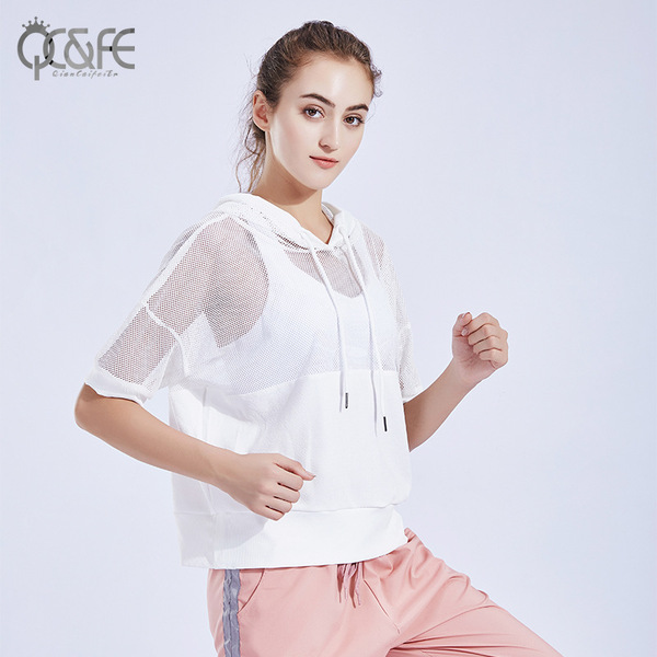 Breathable Sports T-shirt Blouse Loose Mesh Yoga Short Sleeve Cap Short Slim Running Fast Dry Sportswear Wholesale