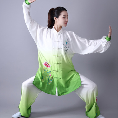 tai chi clothing kung fu uniforms martial arts costume gauze tai ji quan embroidered tai chi suit performance costume group performance Costume