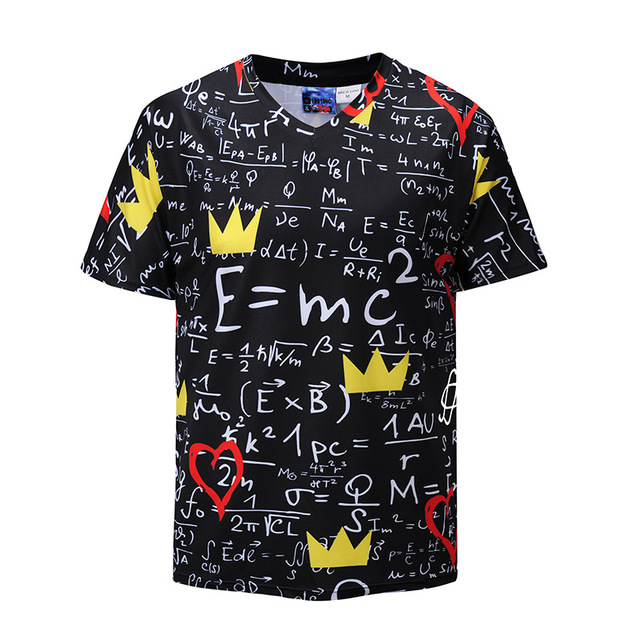 New Mathematical Formula 3D Printed V-collar Short Sleeve T-shirt 
