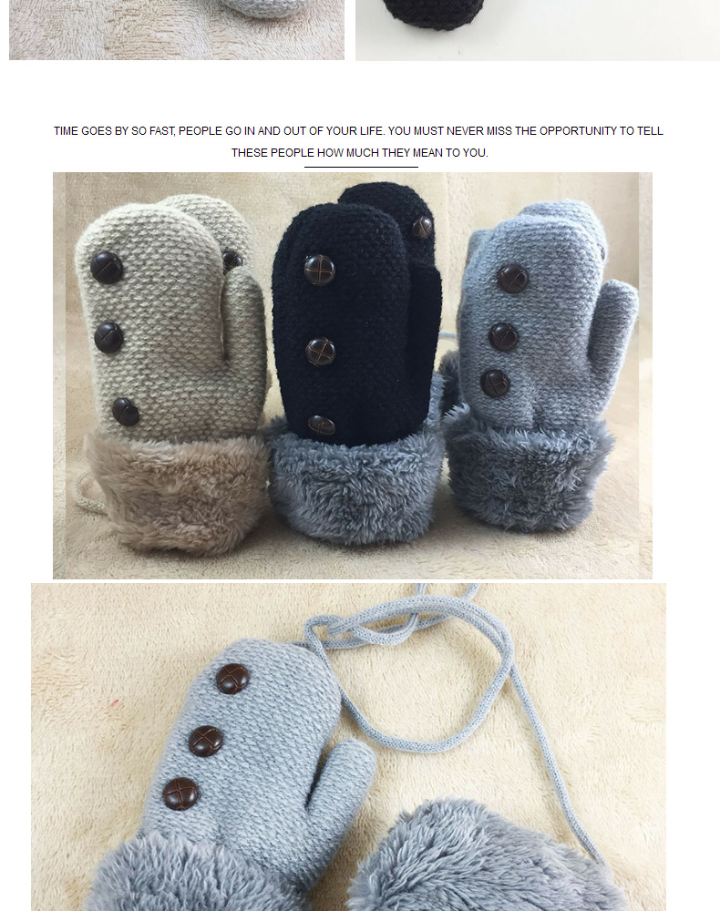 New Children's Gloves Winter Thicken Warm Gloves Baby Mittens Buttons Plus Velvet Knitted Gloves display picture 6