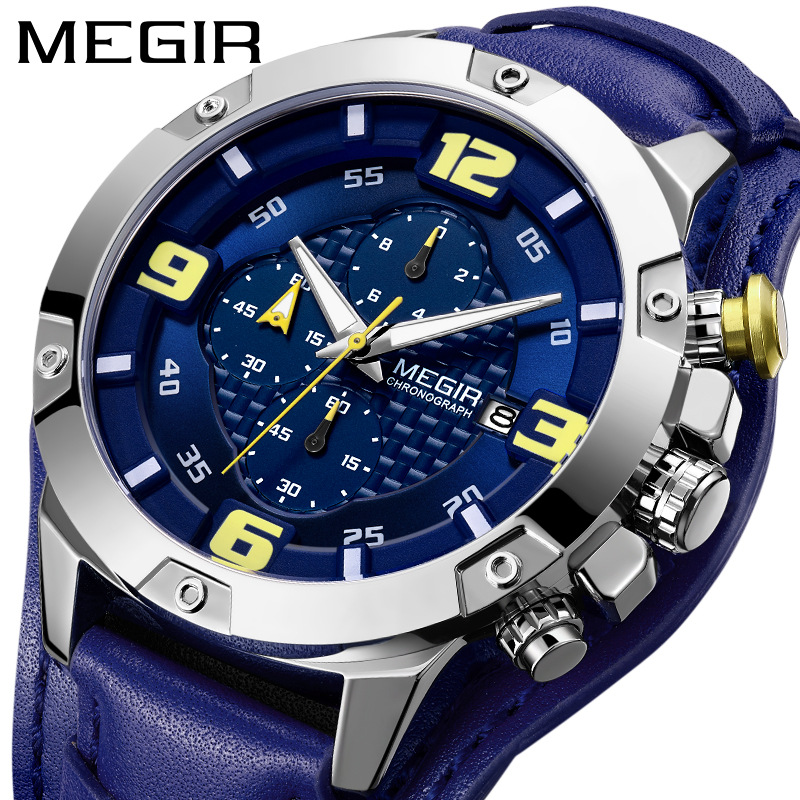 Cross border new pattern U.S. Siegel megir man watch characteristic double-deck Belt multi-function calendar Quartz watch 2099
