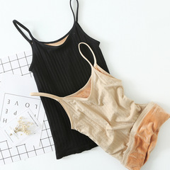 Autumn and winter versatile twist sling thermal underwear for women thickened velvet seamless bottoming top seamless body shaping vest for women