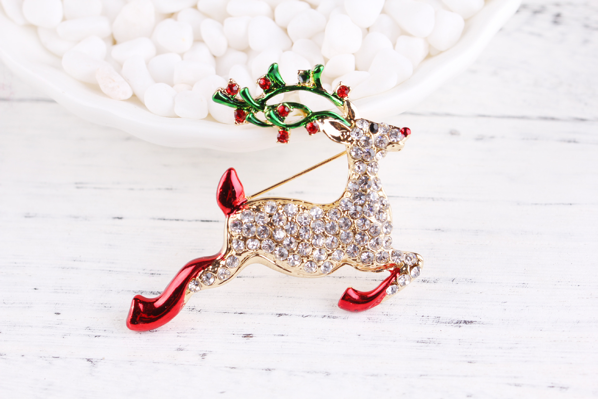 Fashion Christmas Tree Elk Alloy Plating Rhinestones Women's Brooches display picture 3