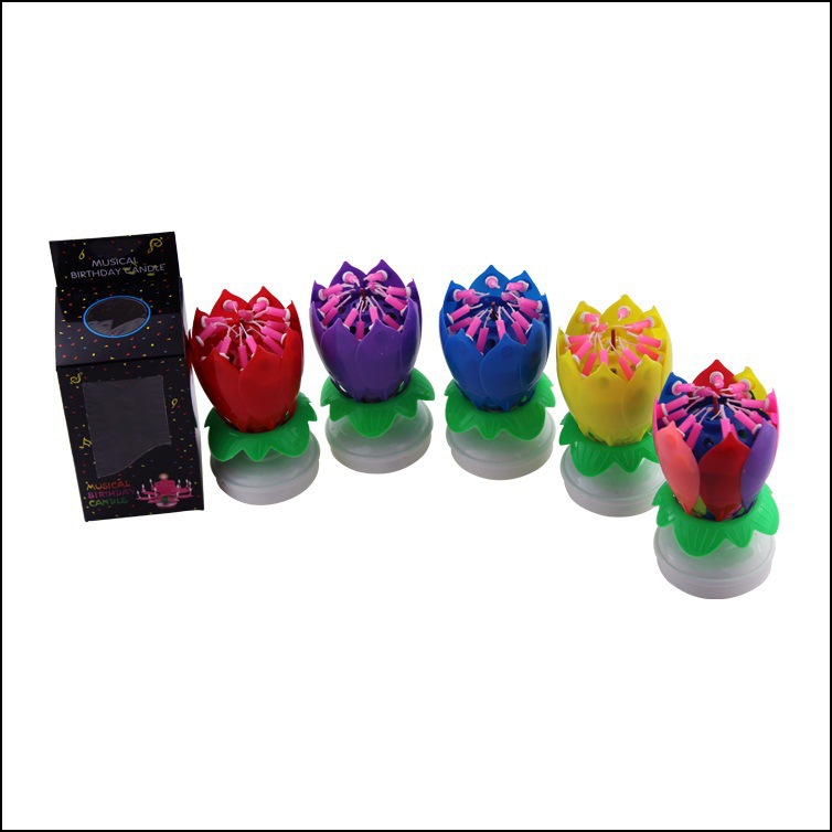 Exportar la floración de la vela de la música de cumpleaños 14 velas vela increíble vela de doble capa de la torta giratoria