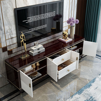 美式实木电视柜 茶几电视柜组合 后现代轻奢电视机柜客厅家具定制