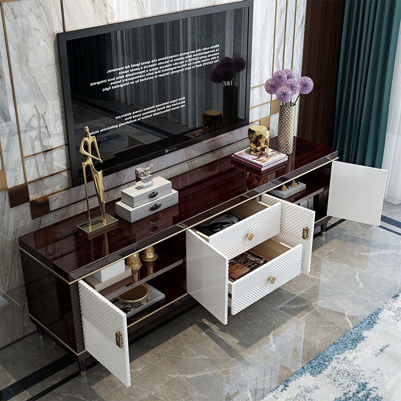 美式实木电视柜 茶几电视柜组合 后现代轻奢电视机柜客厅家具定制