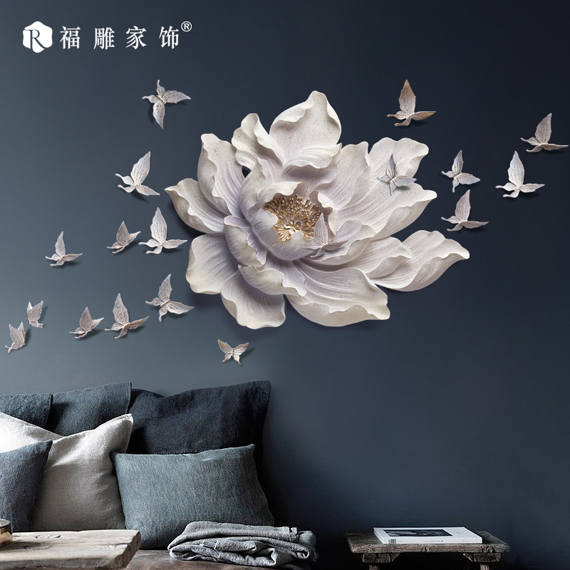 3d three-dimensional decorative painting wall decoration three-dimensional flower wall decoration hand-painted relief wall decoration modern Chinese creative pendant