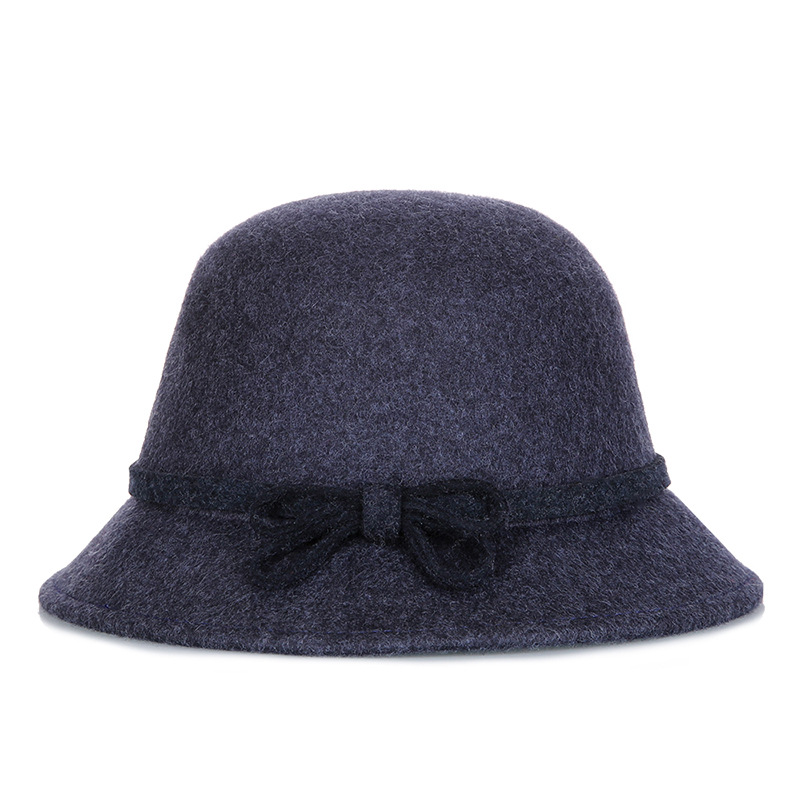 Sombrero de otoño e invierno sombrero de fieltro para mujer 2020 nuevo australiano de lana pura arco de lana sombrero de lavabo de una pieza de entrega