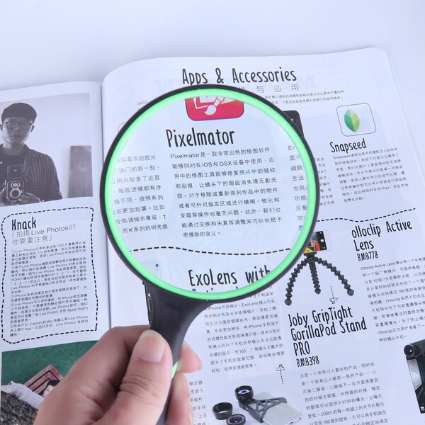 Rubber two-color multicoloured glass magnifying glass