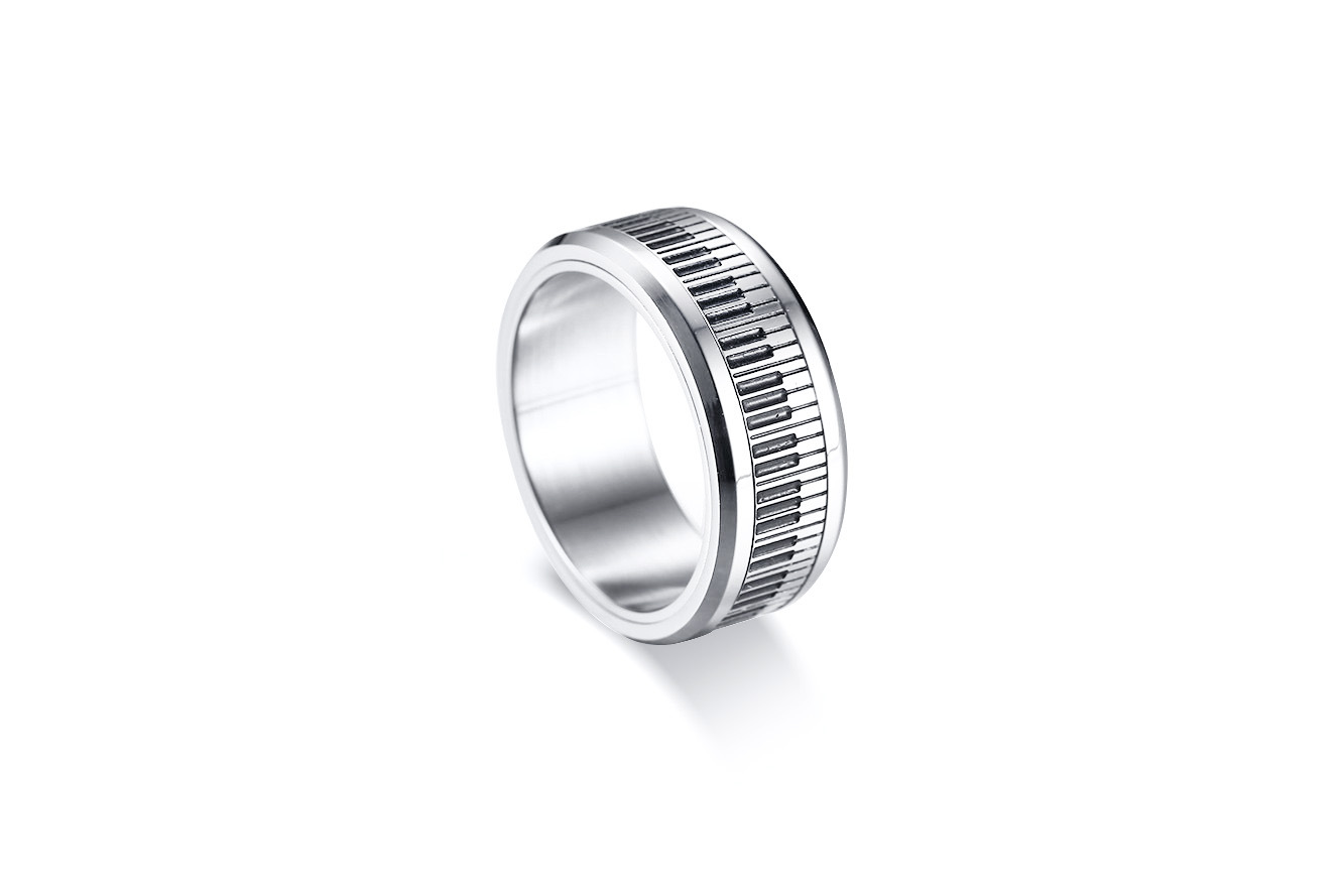 Fashion Piano Building Titanium Steel Rings Plating Stainless Steel Bracelets display picture 1