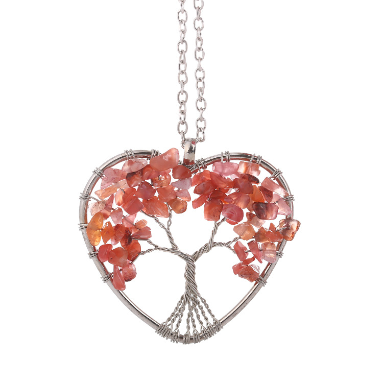 Retro Heart Shape Alloy Plating Natural Stone Pendant Necklace 1 Piece