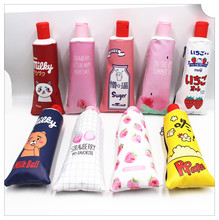 现货韩国个性创意牙膏造型学生笔袋可爱文具盒大容量收纳袋带卷笔