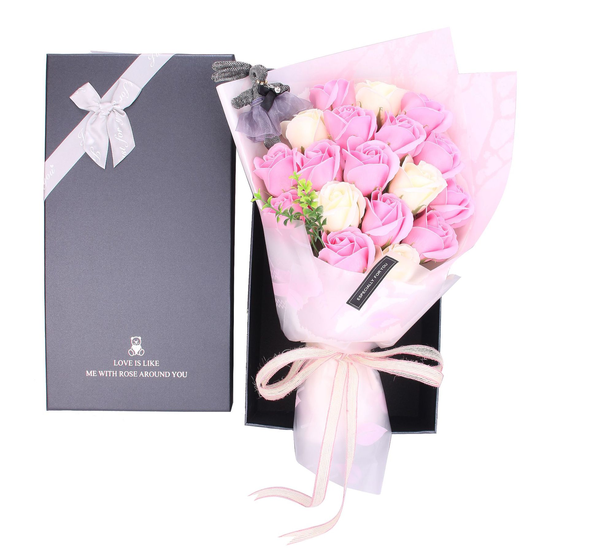 小熊黑盒18朵兔粉