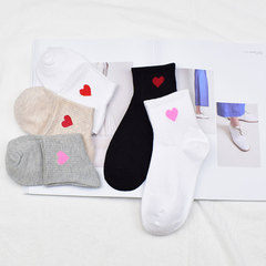 New Style Ulzzang Korean Insula Style Simple Couple Socks Heart Socks Breathable Pink Heart Men and Women Long Socks Wholesale