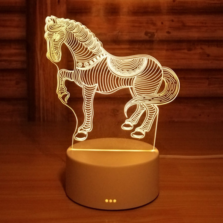 3d小夜灯七彩触摸遥控ins创意亚克力卧室床头led台灯活动礼品定制