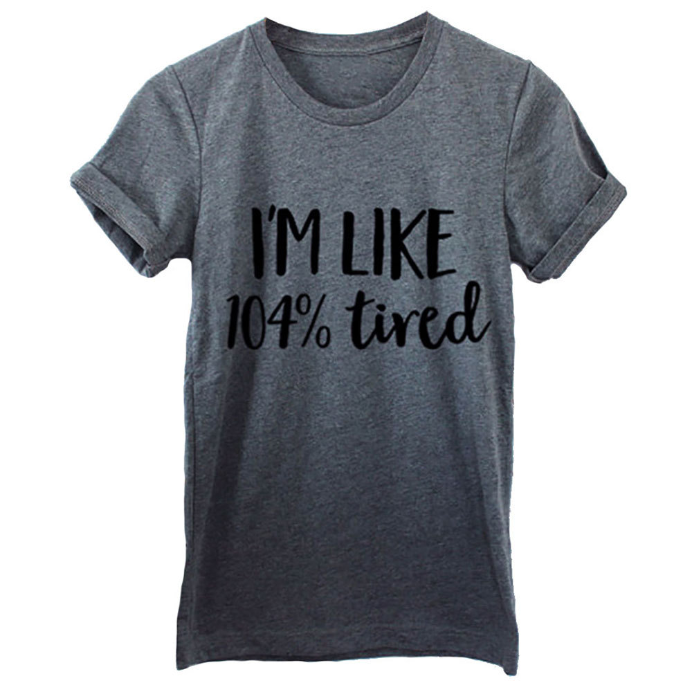 Loose Fit Summer T Shirt Unique Tired Letter Print Short Sleeve Round Neck Casual Style Wholesale Available