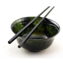 新品天然墨玉石筷子墨绿玉家用黑绿玉创意套装酒店实用餐具黑色碗