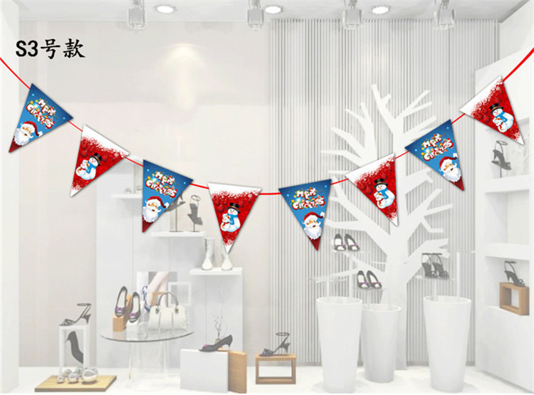 Decoraciones de Navidad Bandera de triángulo Feliz Navidad bandera colorida Bandera de doble cara Ventana de Navidad diseño familiar bandera colgante