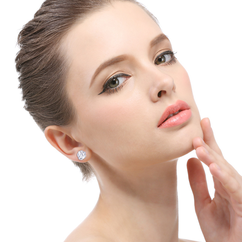 Venta al por mayor accesorios de flores frescas estilo japonés y coreano s925 pendientes de estilo simple diseño creativo de las mujeres