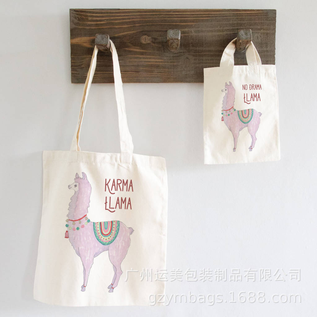 时尚百搭学生单肩帆布包 创意印花环保帆布手提袋 棉布购物袋