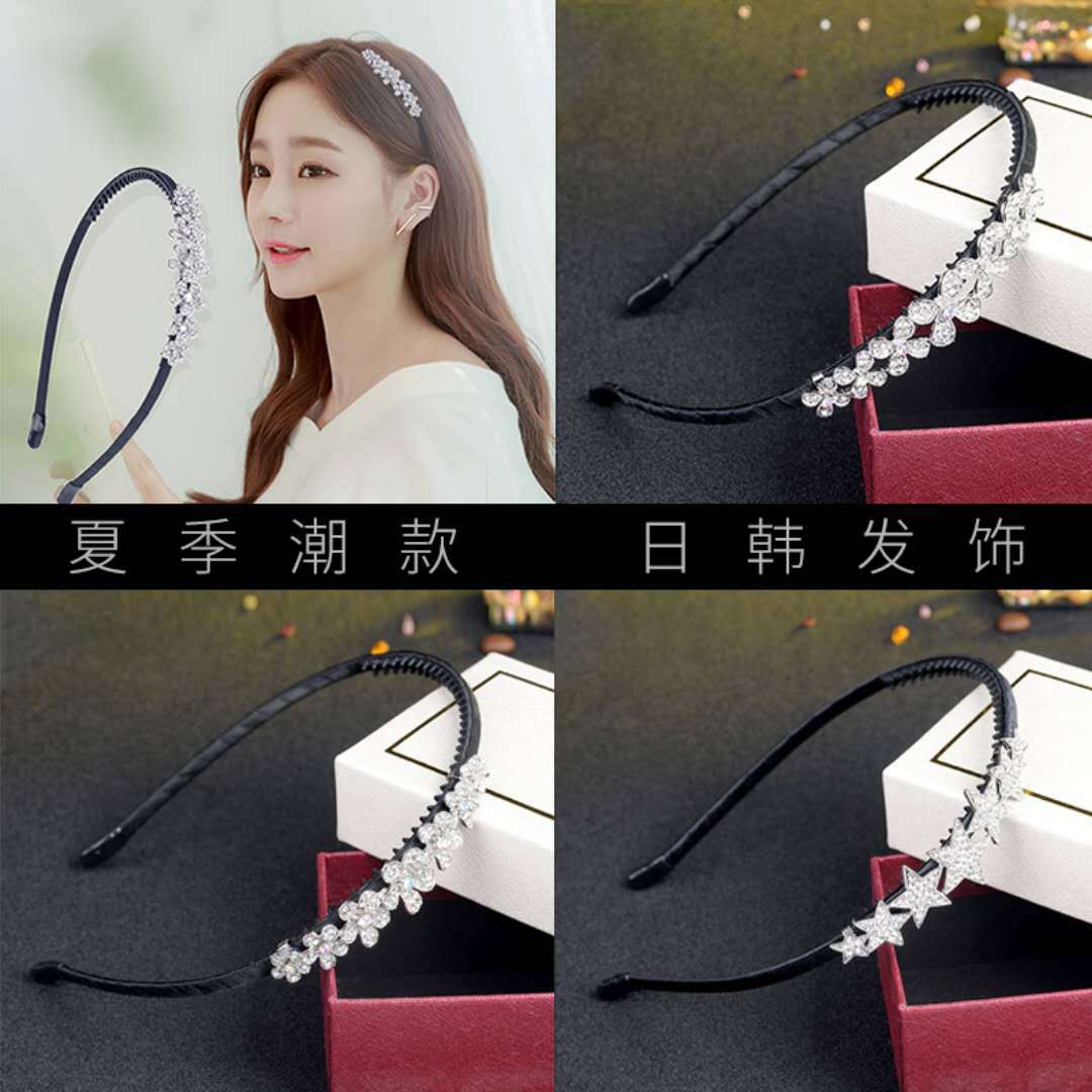 伊思雅新款韩版发箍简约清新款学生款蝴蝶结水钻闪亮新娘发饰批发|ms