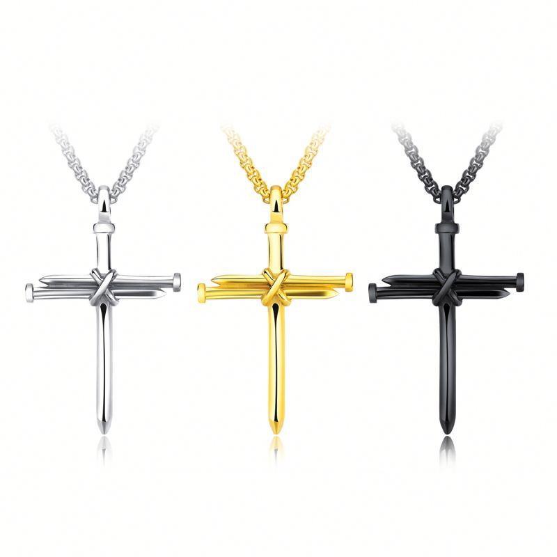 Vintage Style Punk Cross Alloy Plating Men's Pendant Necklace display picture 1