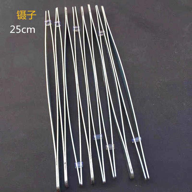 不锈钢镊子直嘴圆头辅料镊带齿镊子25CM