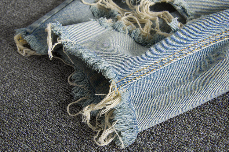 Washing old ink-spraying big hole youth tide foreign trade original single male denim shorts 18