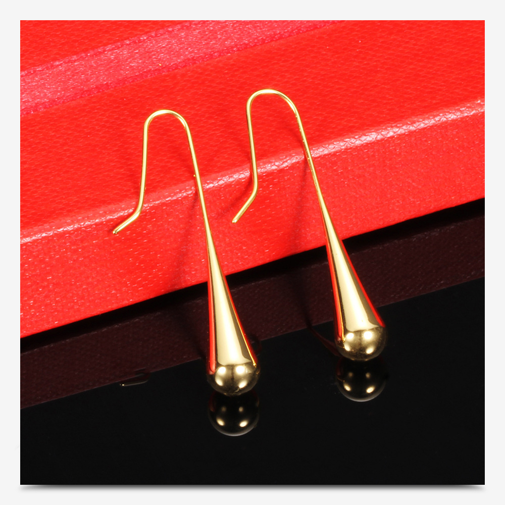 Titanium Steel Material 1 Pair Elegant Water Droplets Titanium Steel Plating Drop Earrings