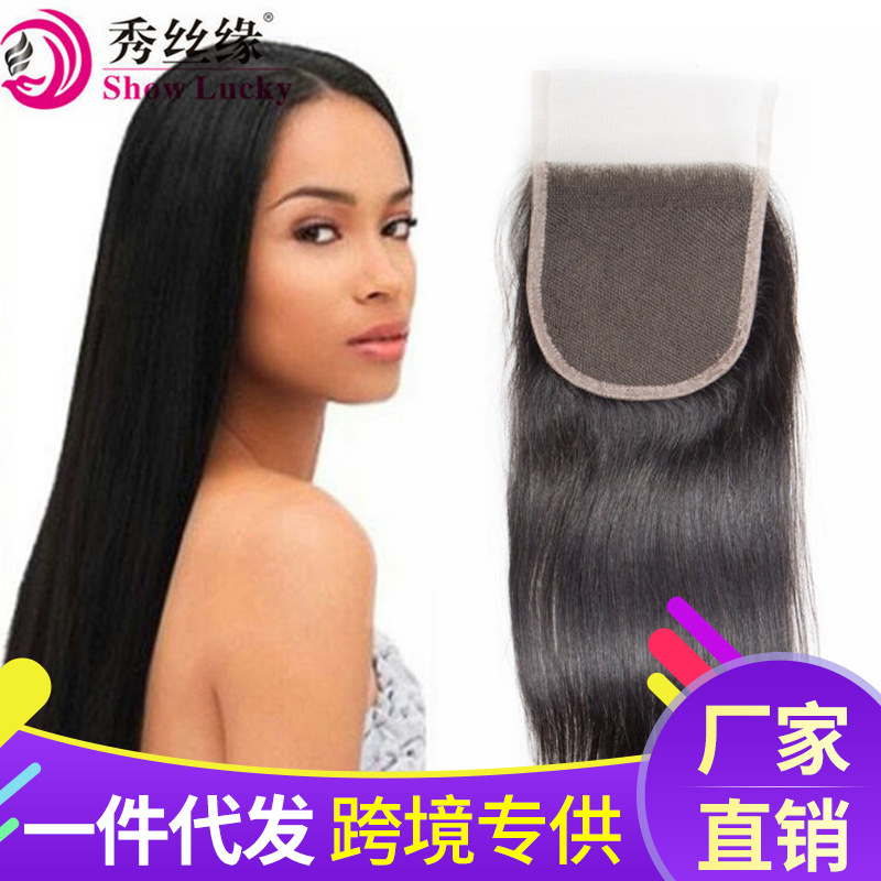 Xuchang wig 4*4 straight closure real hu...