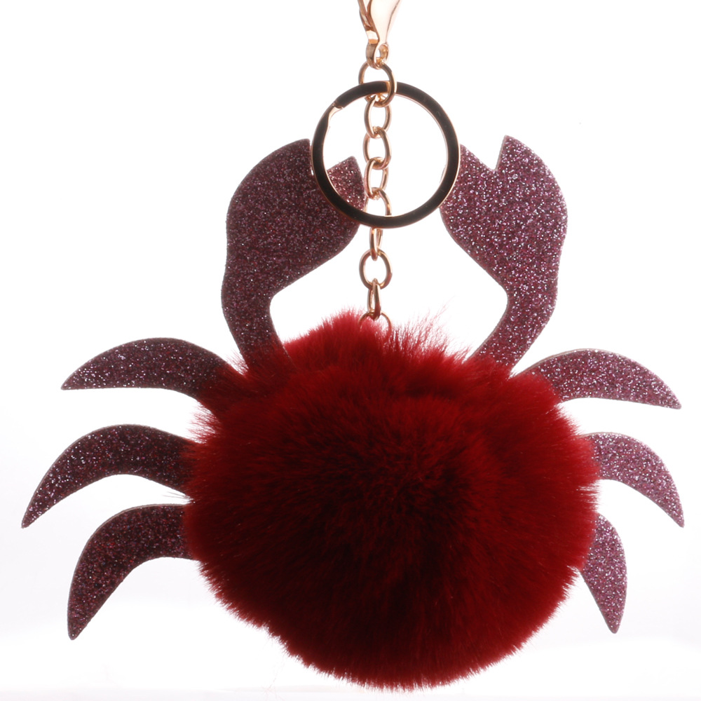 Sequined crab keychain hair ball pendant new pu crab shape bag pendant backpack cartoon ornamentspicture8