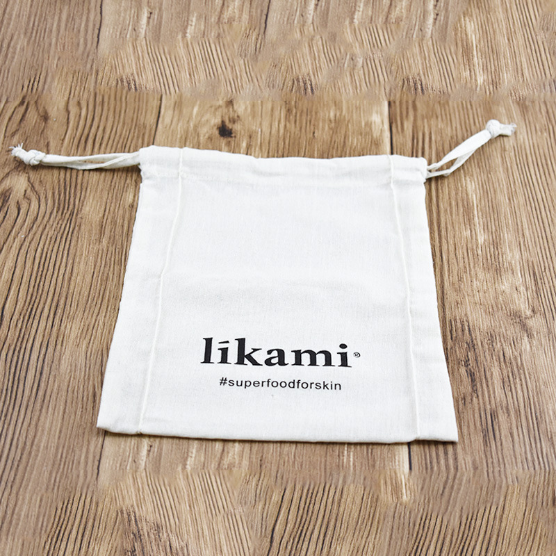 白色束口护肤品棉布袋 chun棉棉布饰品包装收口棉布袋