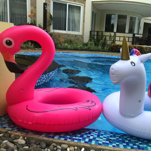 Inflatable unicorn 70-120cm swimming ring floating mount led swimming ring water supplies unicorn seat