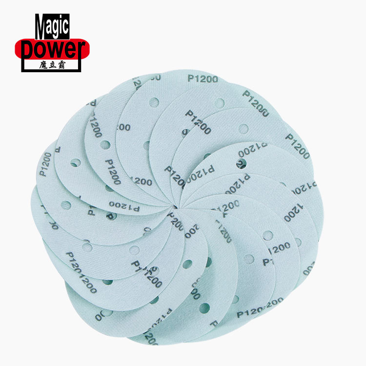 Arena verde 5 pulgadas 6 pulgadas papel de lija de pulido en seco Película verde flocado húmedo y seco de doble uso más resistente al desgaste papel de gasa reemplazable hoja esmerilada