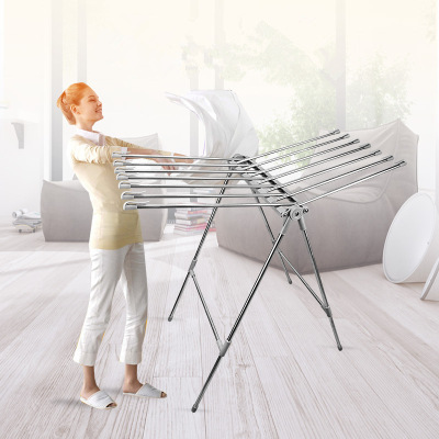 Manufactor Direct selling Stainless steel fold coat hanger move Clothes hanger customized indoor to ground Drying rack wholesale