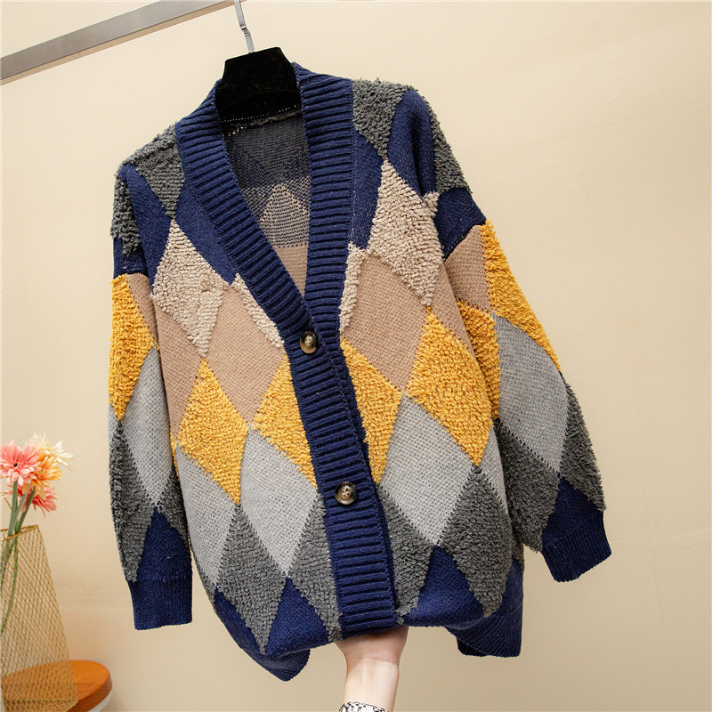 women s V-neck loose knit square mid-length cardigan nihaostyles clothing wholesale NSBY76867