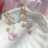 Shiny long earrings from pearl, universal ear clips, Japanese and Korean