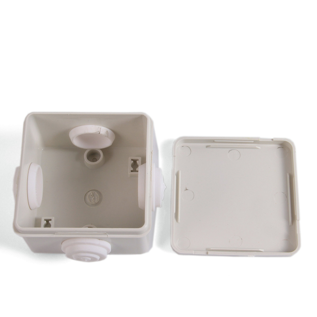 管道安装盒 80*80*50mm接线盒 塑料带孔防水盒 IP44