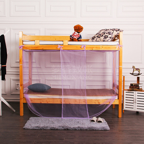 Wholesale Student Dormitory Bed Net Single Floor-standing Square Top Home Room Old-style Upper and Lower Bunk Bed Net Manufacturer