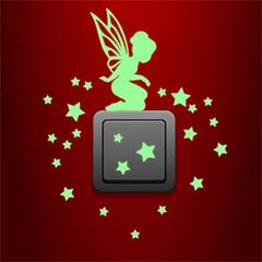 Kunshang New Luminous Flower Fairy Wall Sticker Living Room Bedroom Fluorescent Switch Sticker PVC Removable KS-35