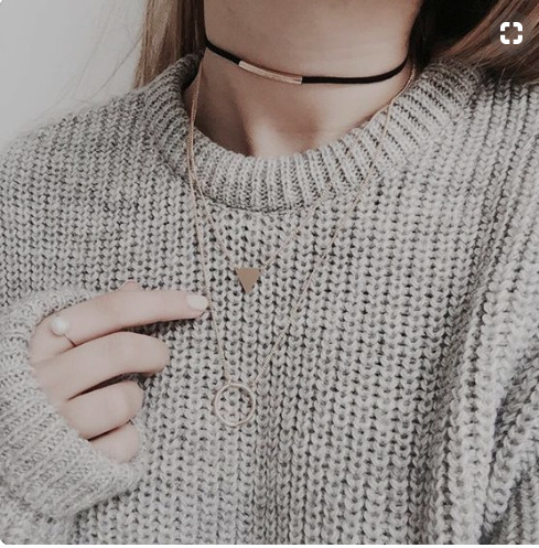 13g Weight Necklace Classification Wedding, Travel Occasion Women'S Gender Gold, Silver Color Fashion Geometric Sequins Triangle Multilayer Korean Velvet Choker Circle Necklace 1
