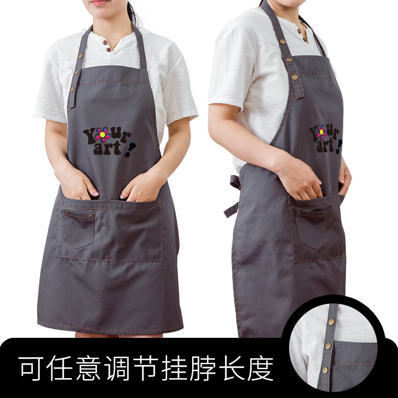 Moda estilo coreano delantal logotipo personalizado restaurante dieta café leche tienda de té tienda de flores supermercado pintura de uñas trajes