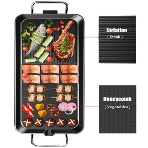 Euro-standard 220V light smoke non-stick electric grill, home multi-functional electric barbecue, portable meat skewer barbecue machine, electric grill rack