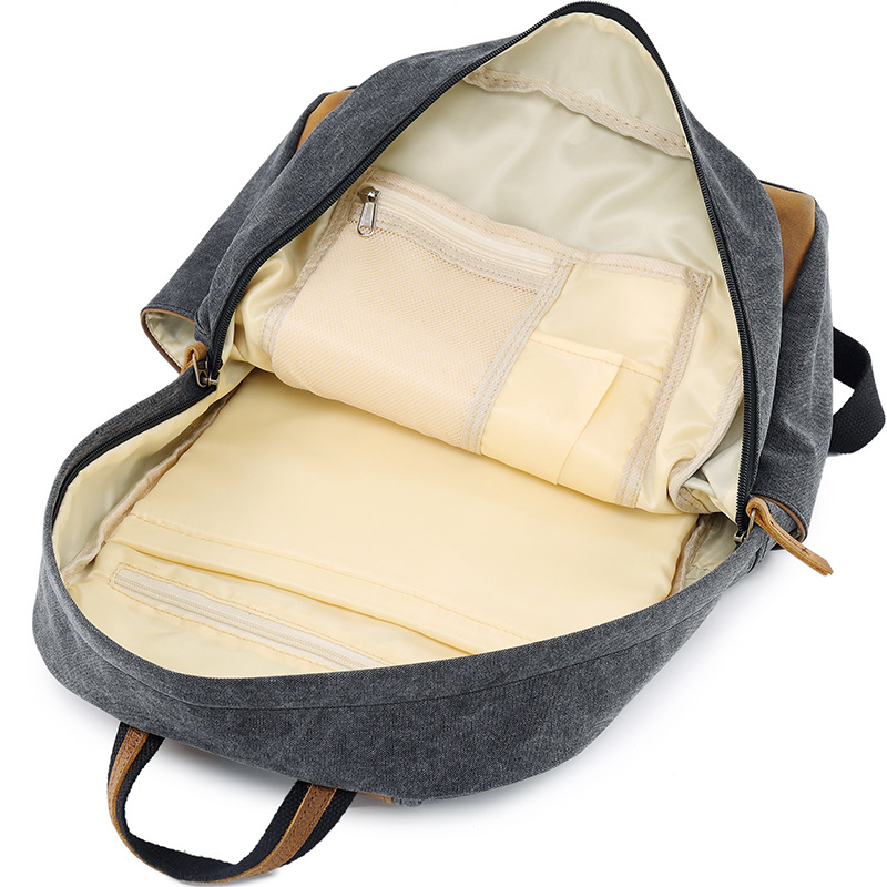Seven color cotton new men's casual universal canvas backpack, student leisure backpack_voghion.com